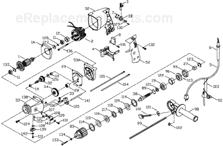 Page A Diagram and Parts List for 7751 Type 1 Porter Cable Electric Drill